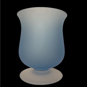 Vintage Light Blue Satin Pedestal Art Vase. (5-F)
